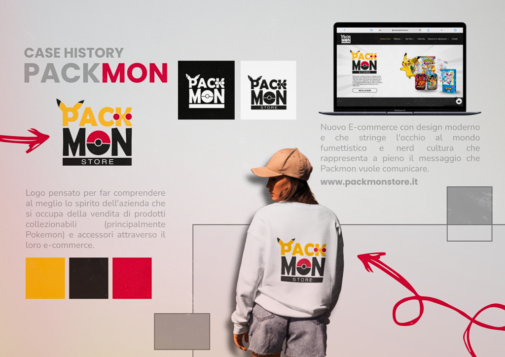 Brand Identity PackMon Store con logo, e-commerce e materiali coordinati